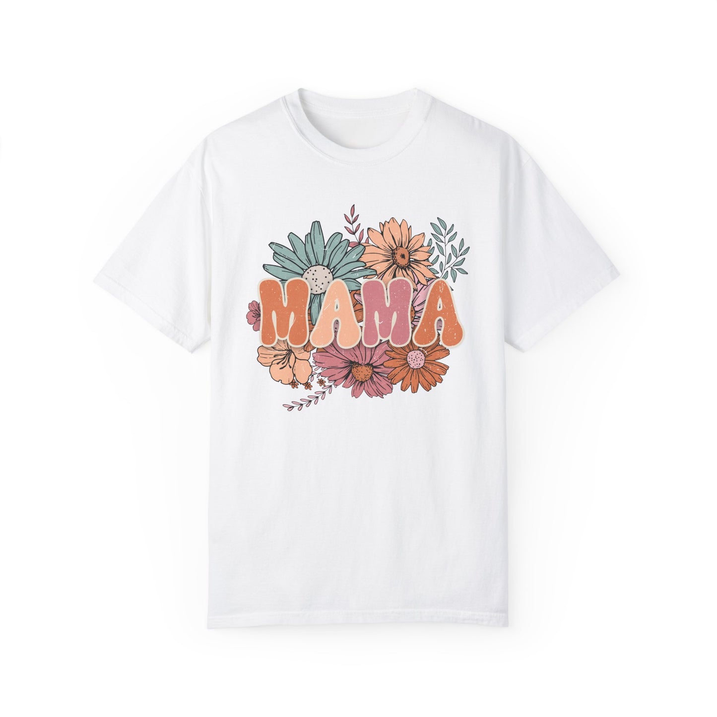 Mama Retro Floral Unisex Garment-Dyed T-shirt