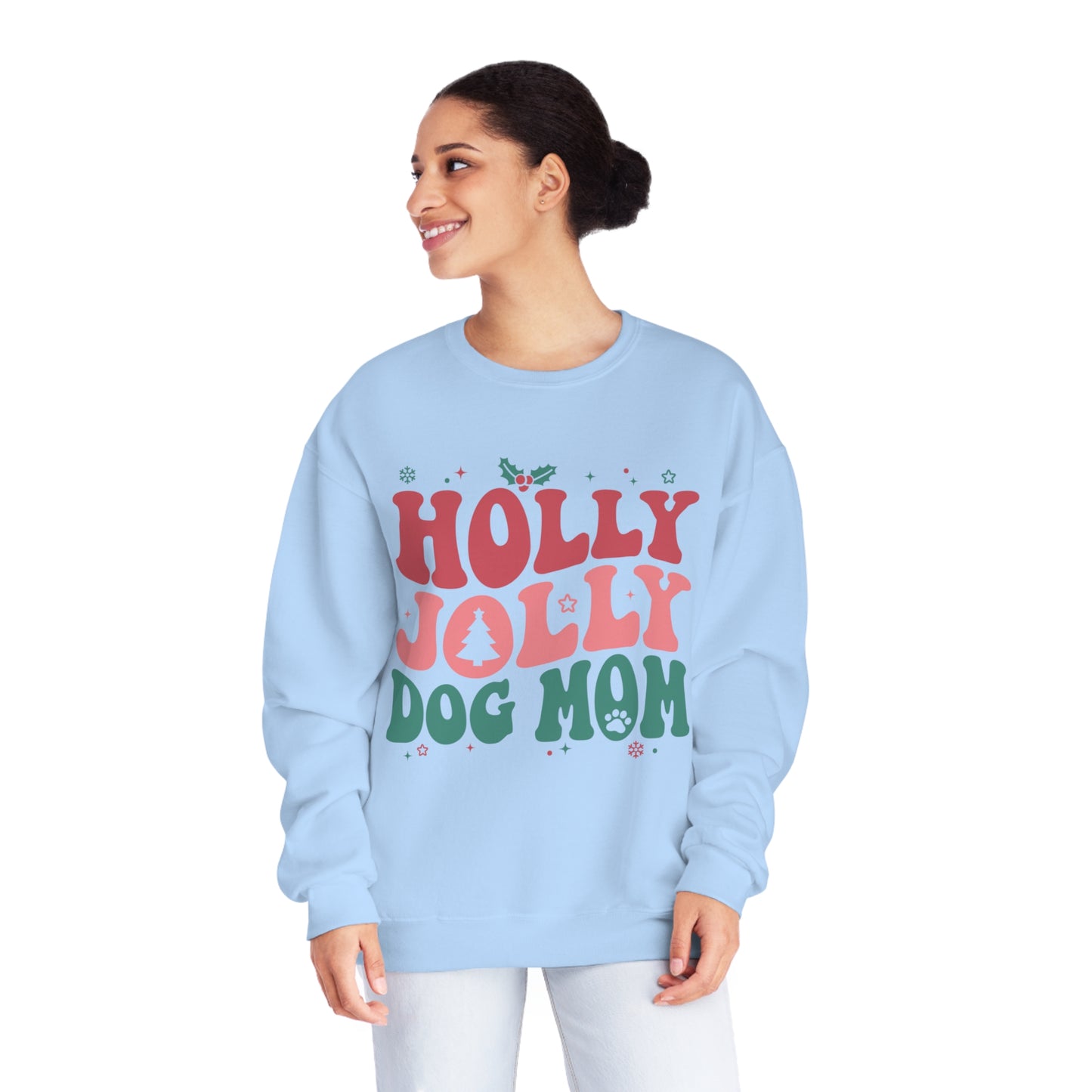 Holly Jolly Dog Mom Unisex NuBlend® Crewneck Sweatshirt