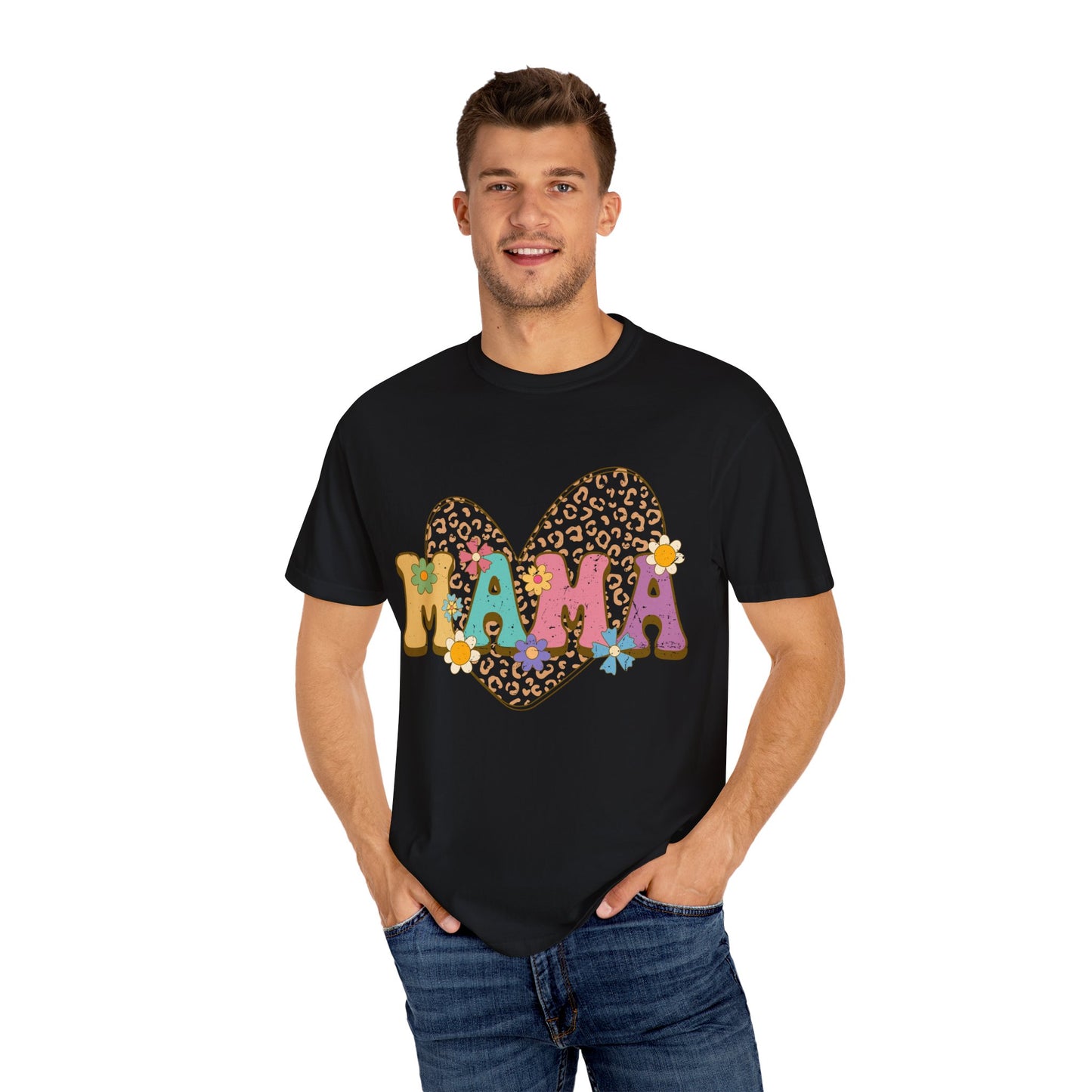 Mama Leopard Print Unisex Garment-Dyed T-shirt
