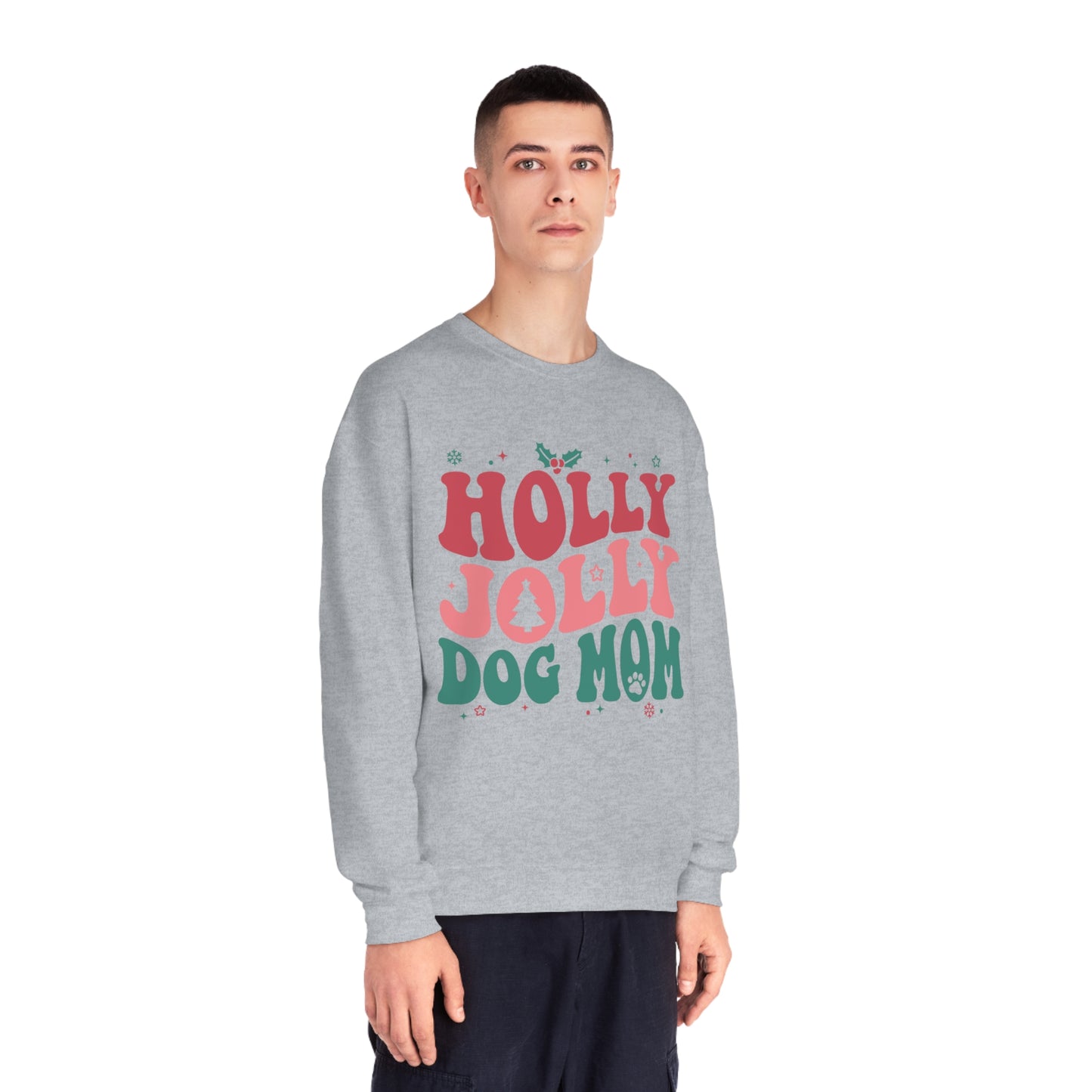 Holly Jolly Dog Mom Unisex NuBlend® Crewneck Sweatshirt