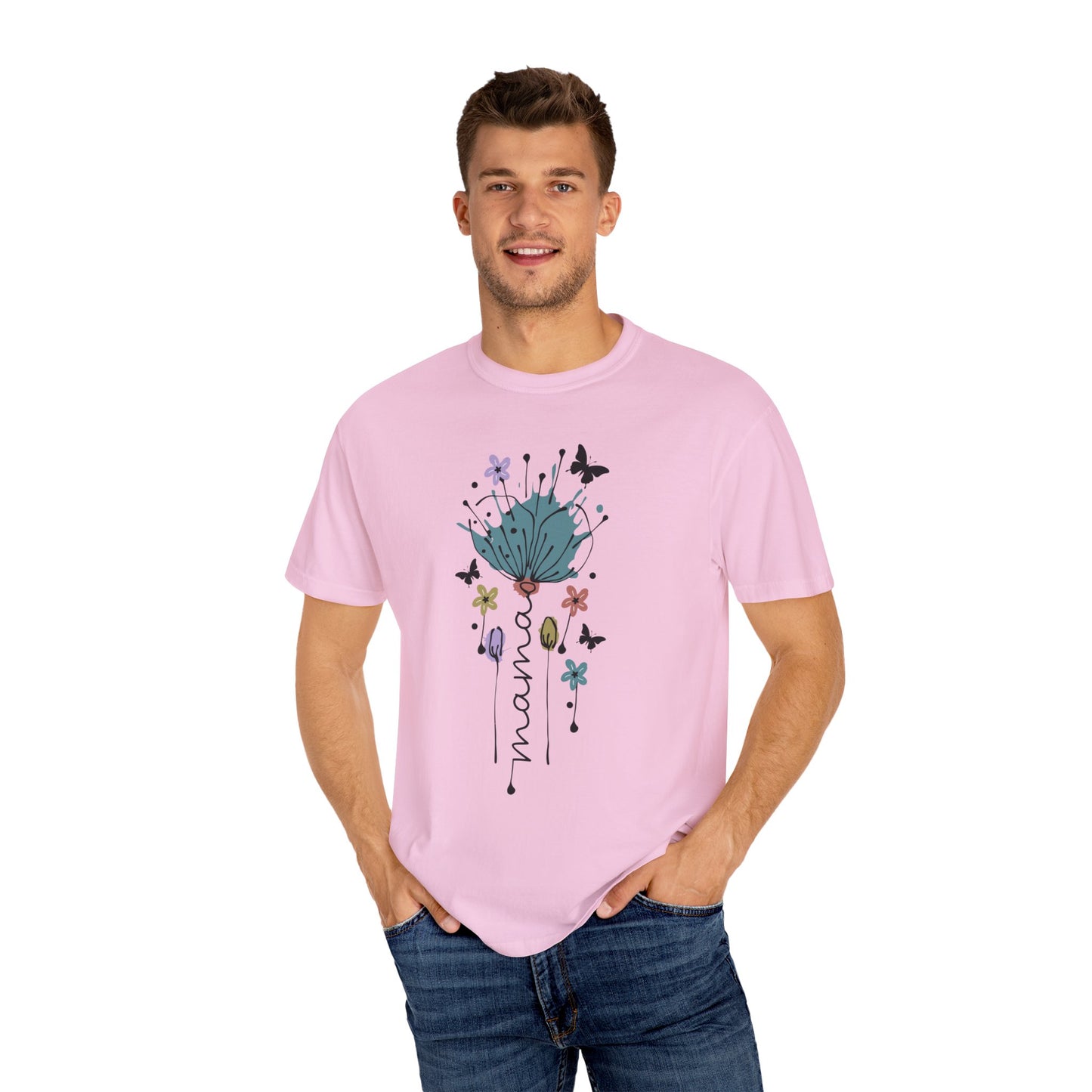 Mama Floral Unisex Garment-Dyed T-shirt