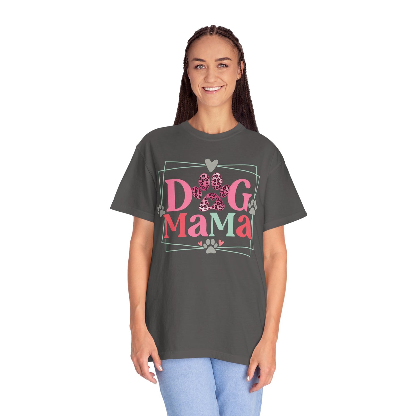 Dog Mama Leopard Print Unisex Garment-Dyed T-shirt