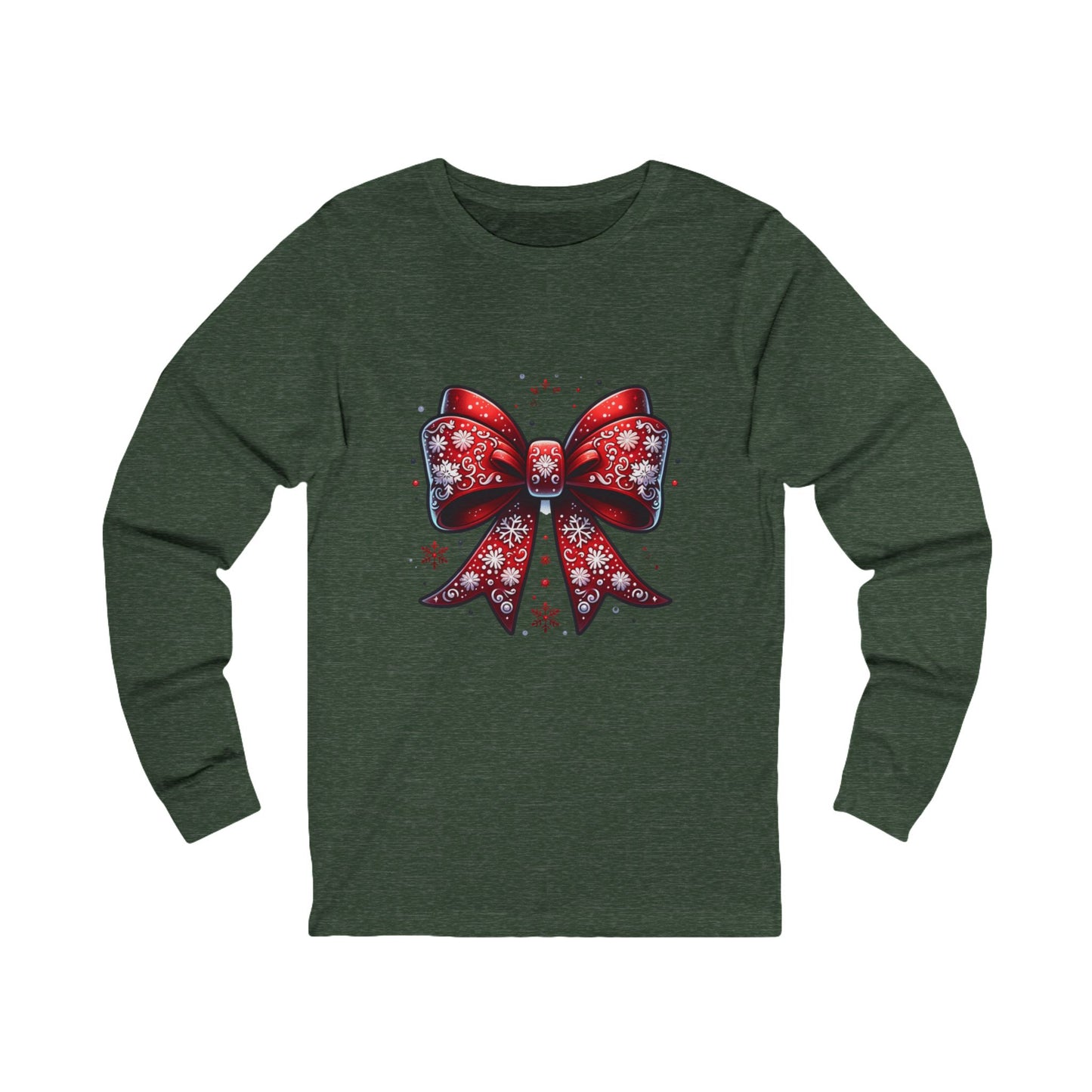 Christmas Red Bow Long Sleeve Tee