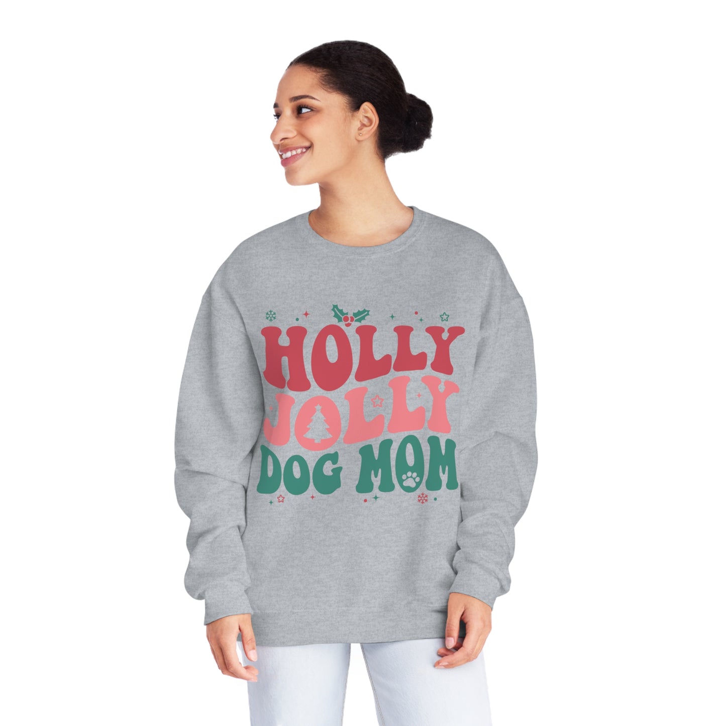 Holly Jolly Dog Mom Unisex NuBlend® Crewneck Sweatshirt
