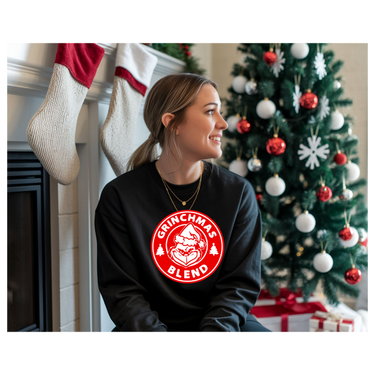 Grinchmas Blend Coffee Lovers Long Sleeve Tee — Funny Holiday Graphic Shirt