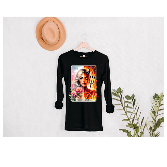 Tarot Deviless Perimenopause Graphic Long Sleeve — 'Fire Mood Swing' Art Tee