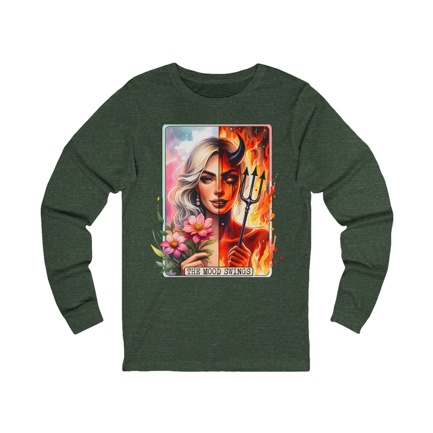 Tarot Deviless Perimenopause Graphic Long Sleeve — 'Fire Mood Swing' Art Tee