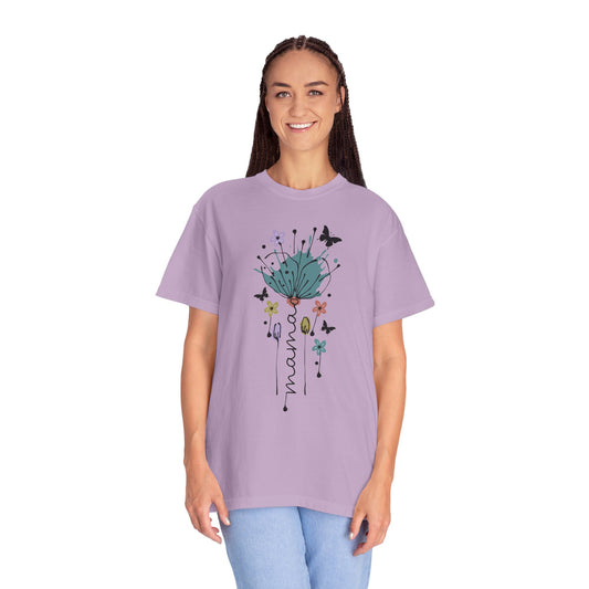 Mama Floral Unisex Garment-Dyed T-shirt