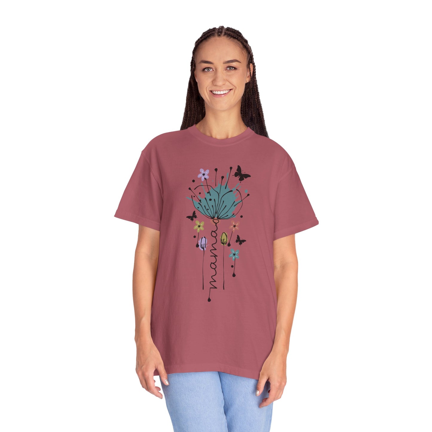 Mama Floral Unisex Garment-Dyed T-shirt