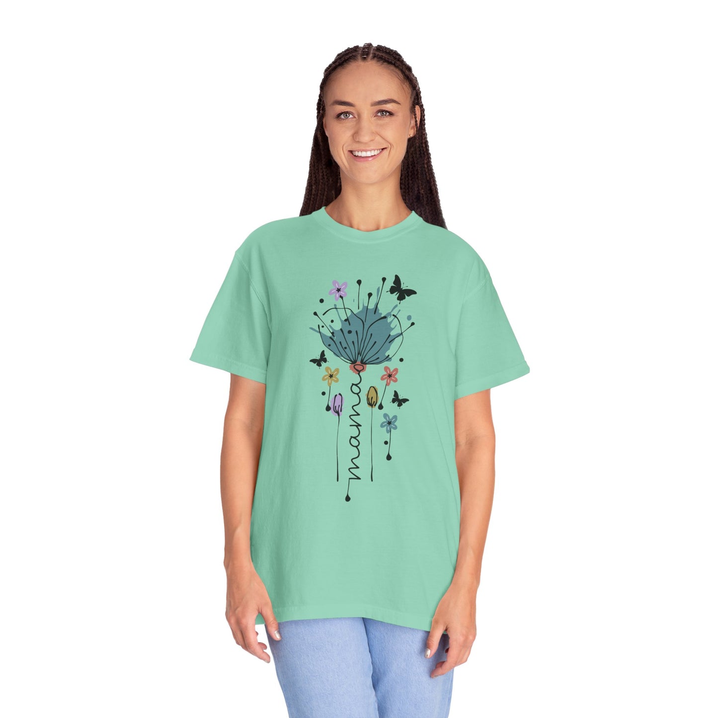 Mama Floral Unisex Garment-Dyed T-shirt