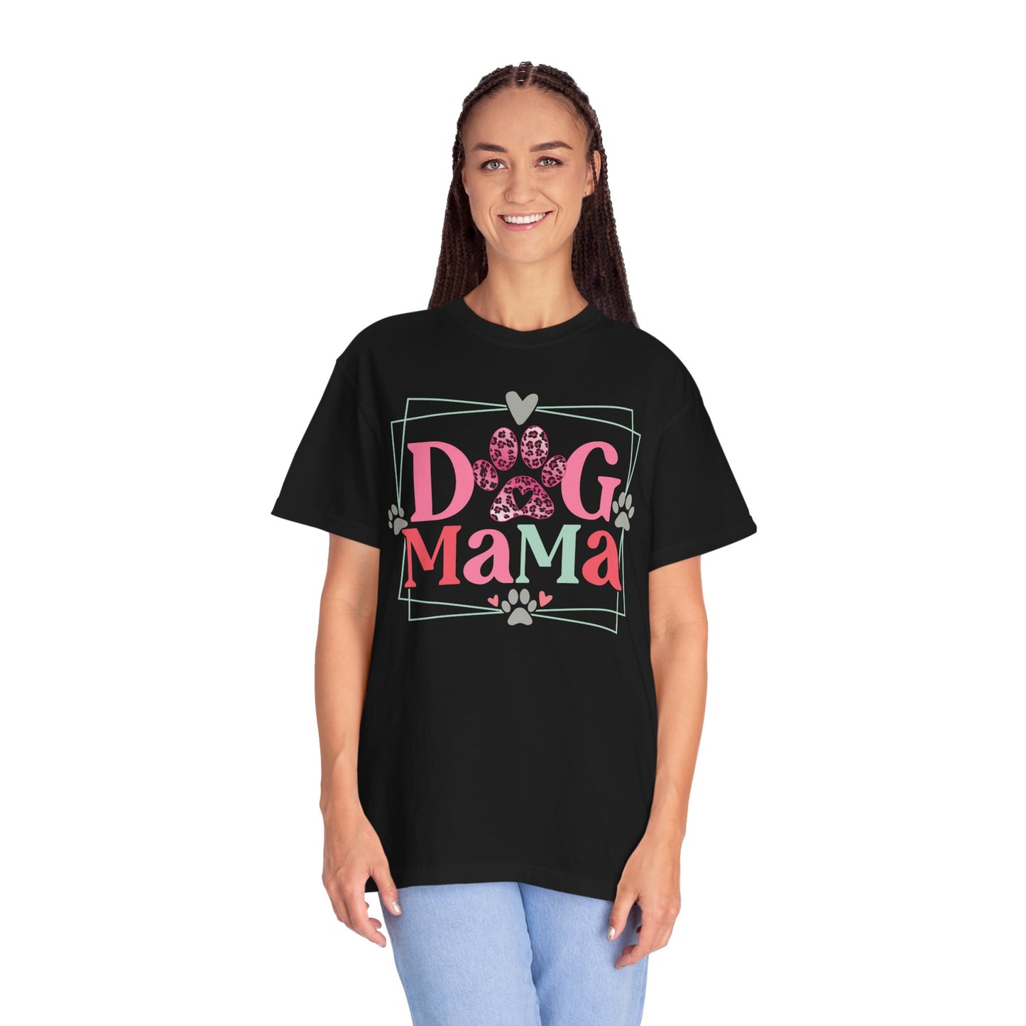 Dog Mama Leopard Print Unisex Garment-Dyed T-shirt