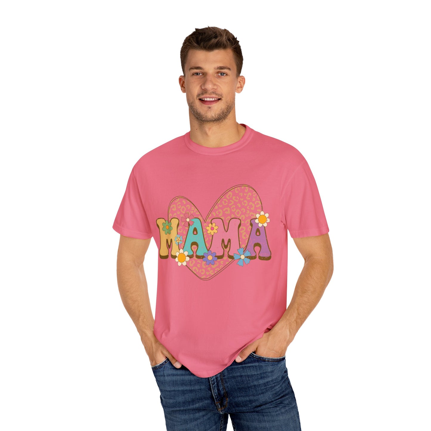 Mama Leopard Print Unisex Garment-Dyed T-shirt