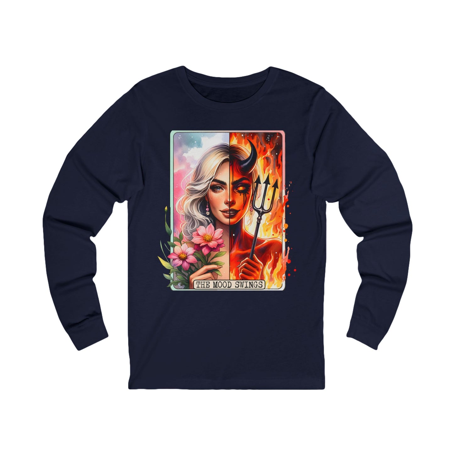 Tarot Deviless Perimenopause Graphic Long Sleeve — 'Fire Mood Swing' Art Tee
