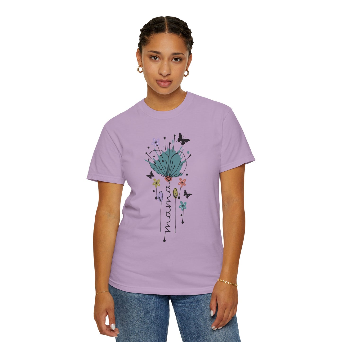 Mama Floral Unisex Garment-Dyed T-shirt