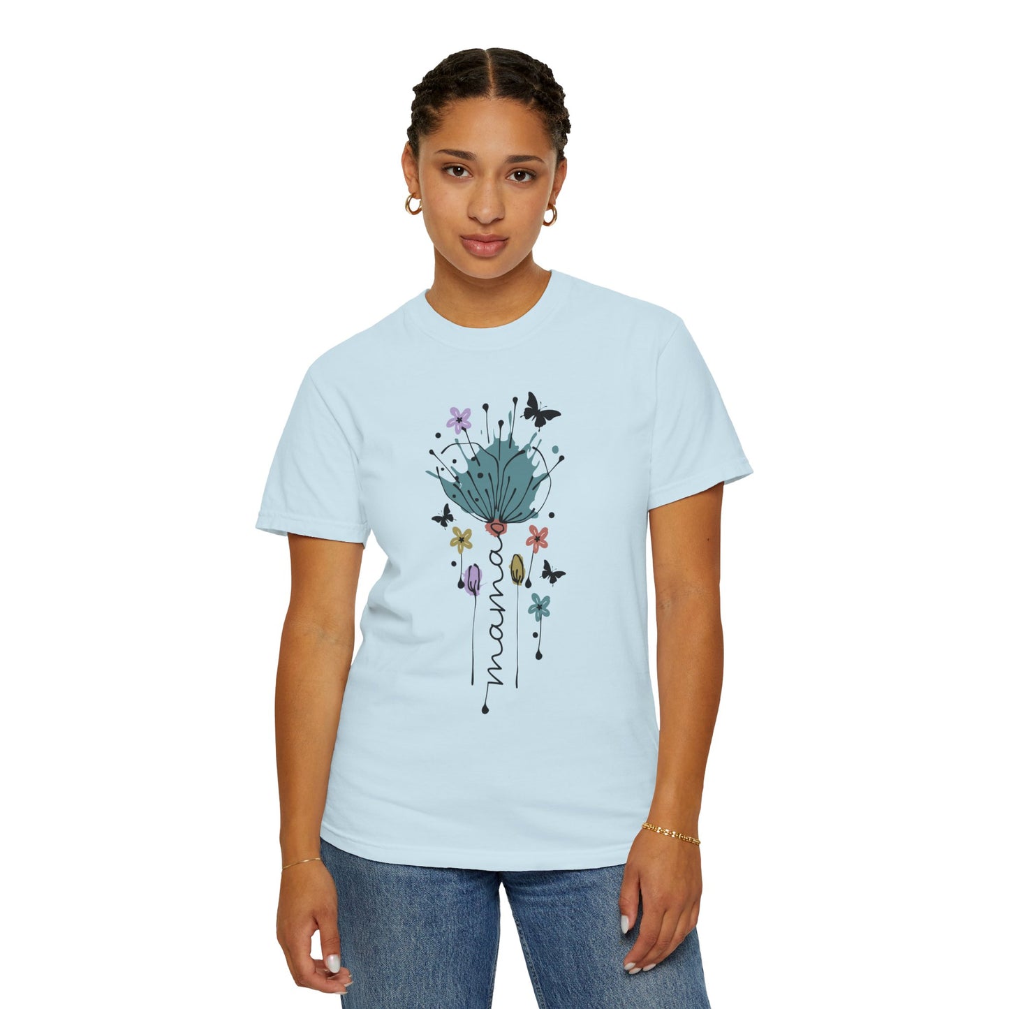 Mama Floral Unisex Garment-Dyed T-shirt