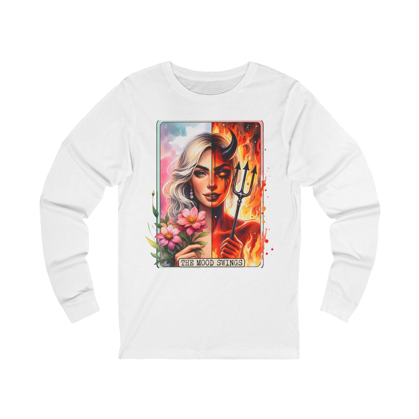 Tarot Deviless Perimenopause Graphic Long Sleeve — 'Fire Mood Swing' Art Tee