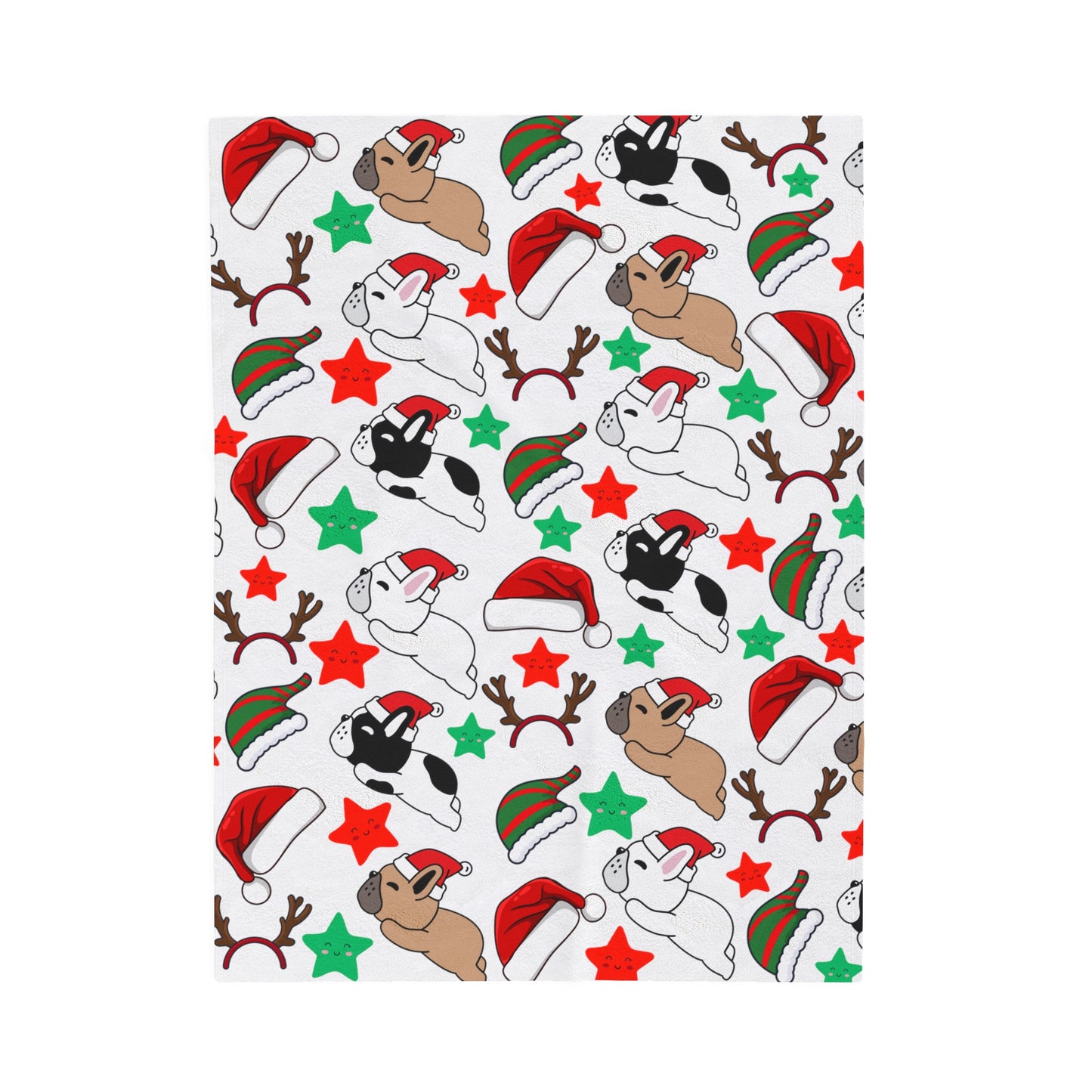 Frenchie Christmas Velveteen Plush Blanket