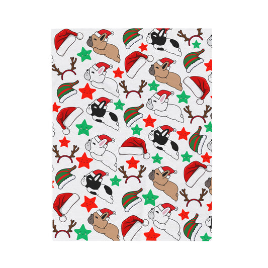 Frenchie Christmas Velveteen Plush Blanket