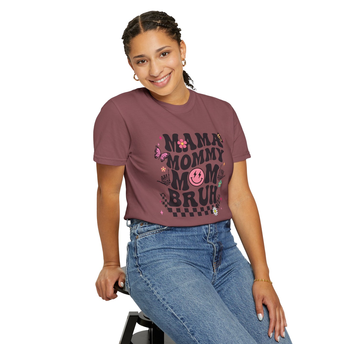 Mom, Mama, Bruh Unisex Garment-Dyed T-shirt