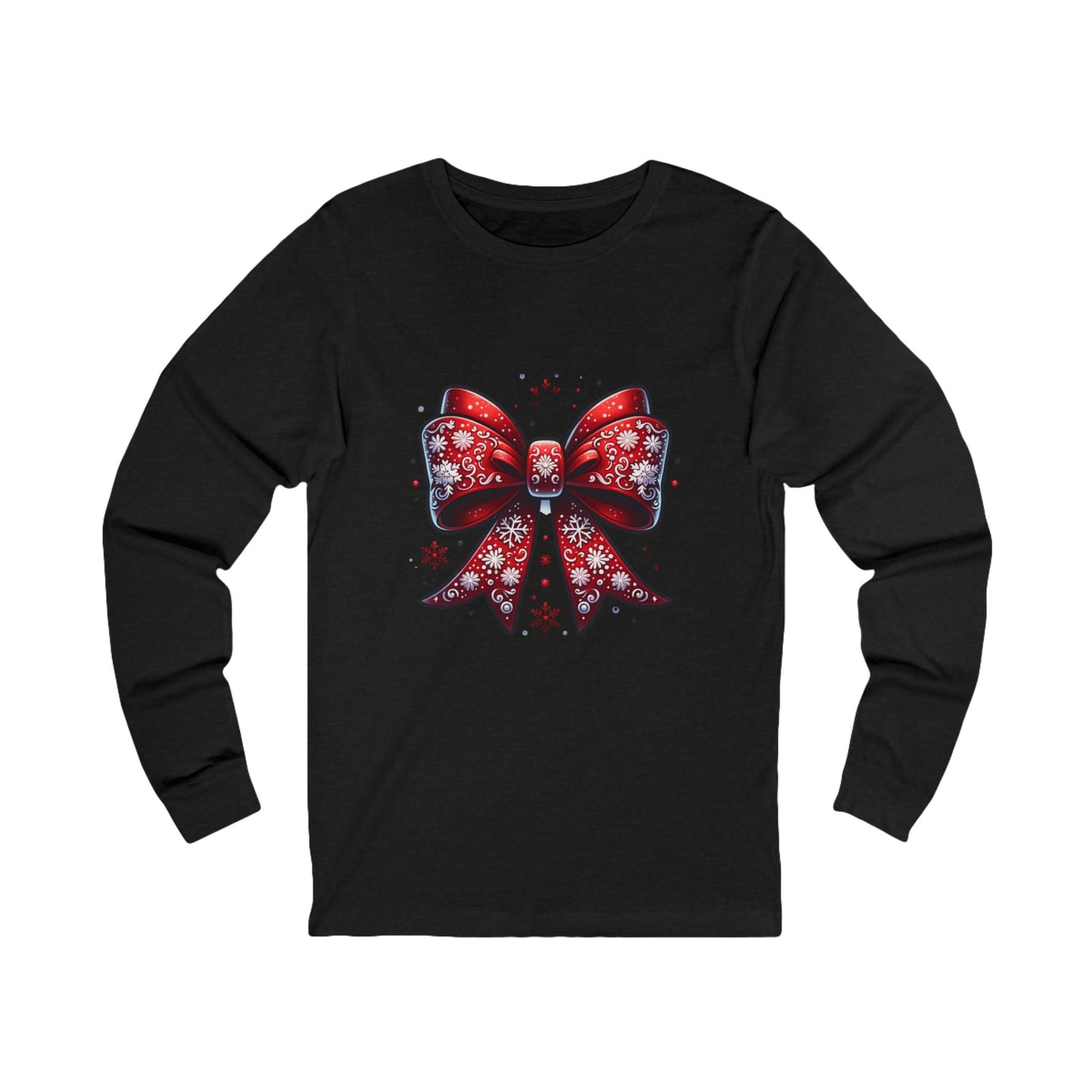 Christmas Red Bow Long Sleeve Tee