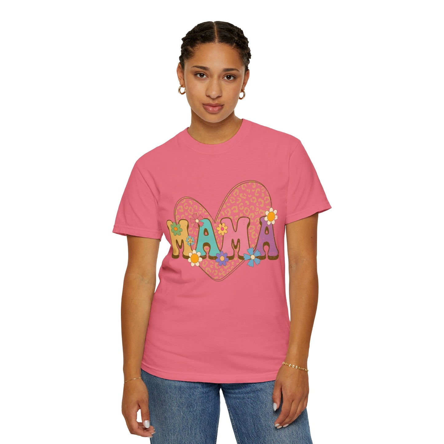 Mama Leopard Print Unisex Garment-Dyed T-shirt