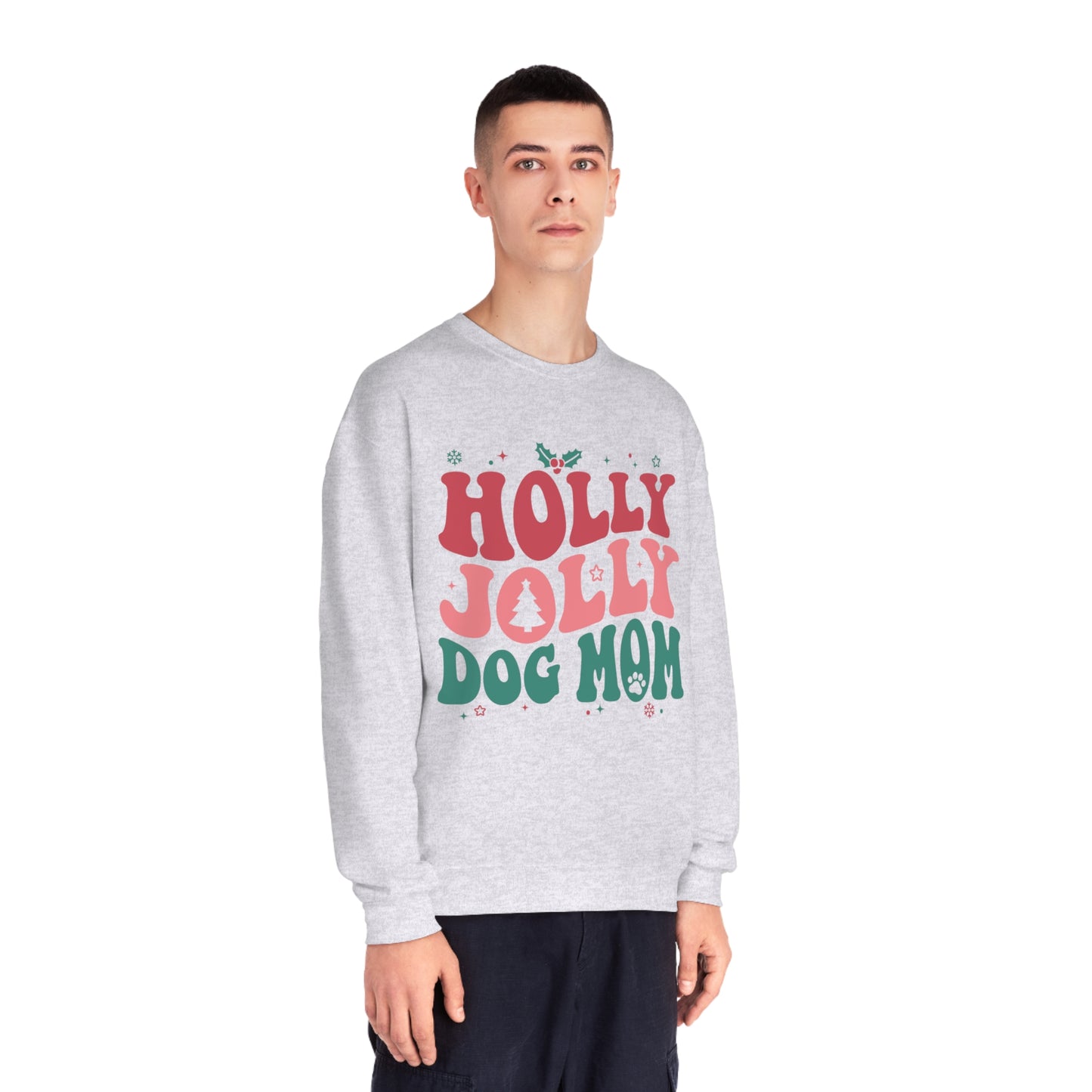 Holly Jolly Dog Mom Unisex NuBlend® Crewneck Sweatshirt