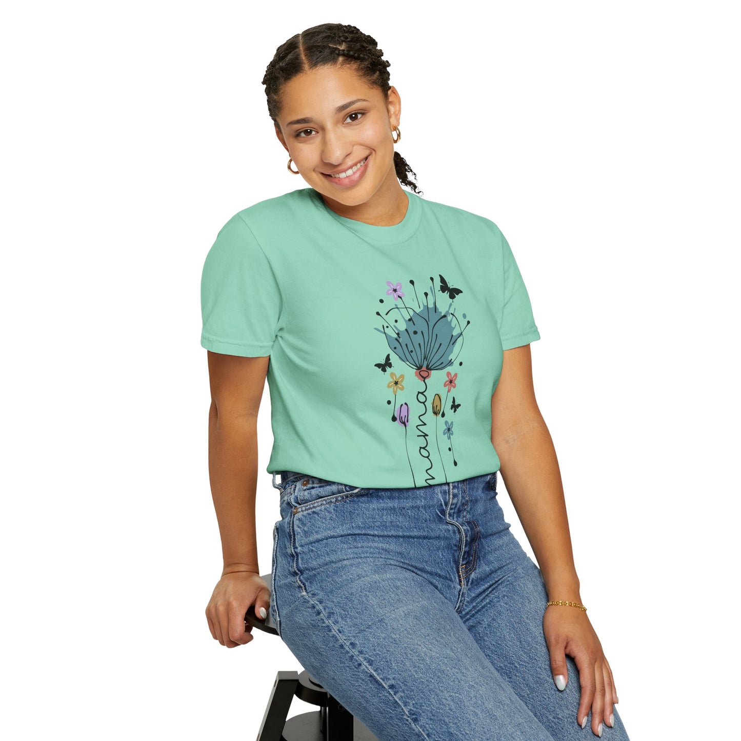 Mama Floral Unisex Garment-Dyed T-shirt