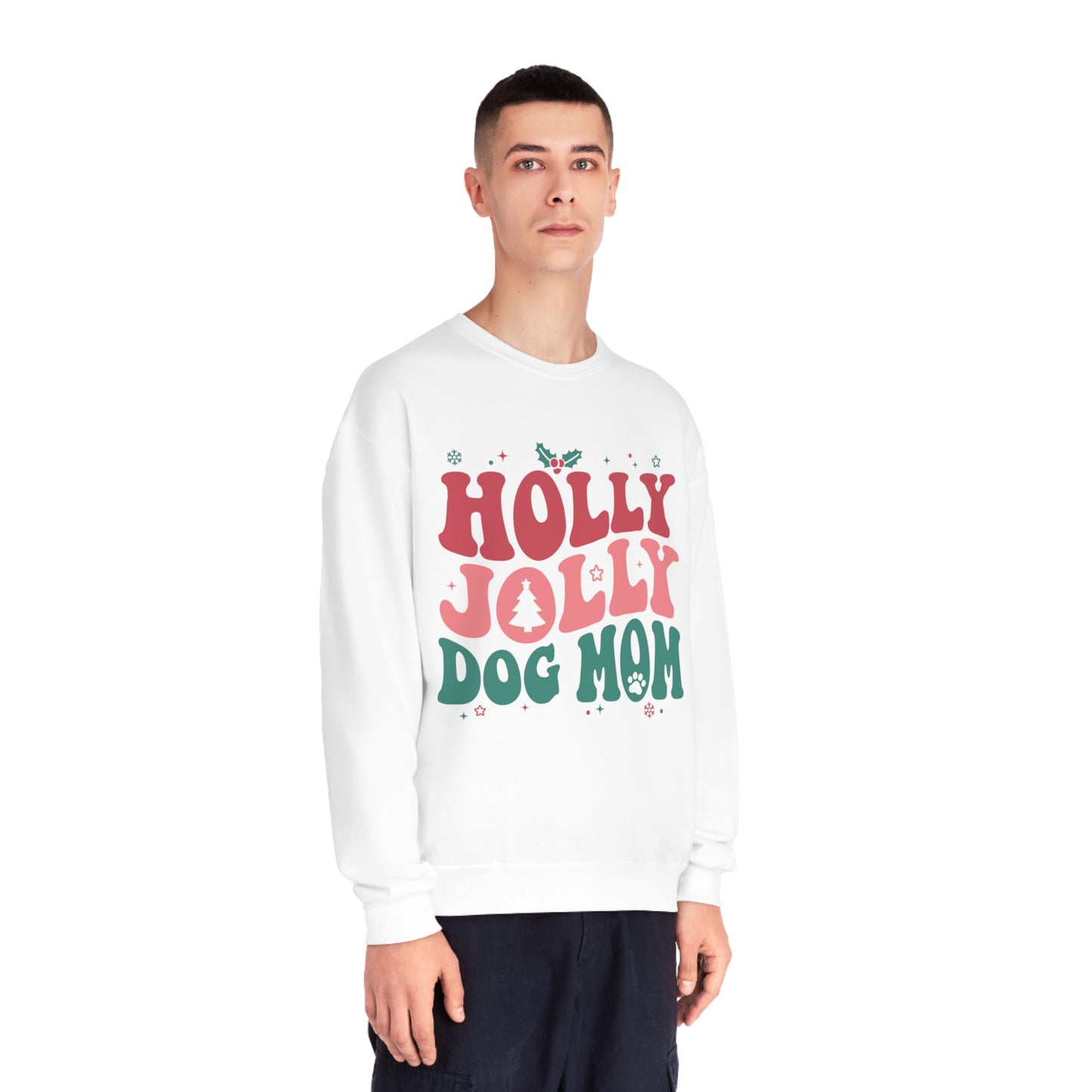Holly Jolly Dog Mom Unisex NuBlend® Crewneck Sweatshirt
