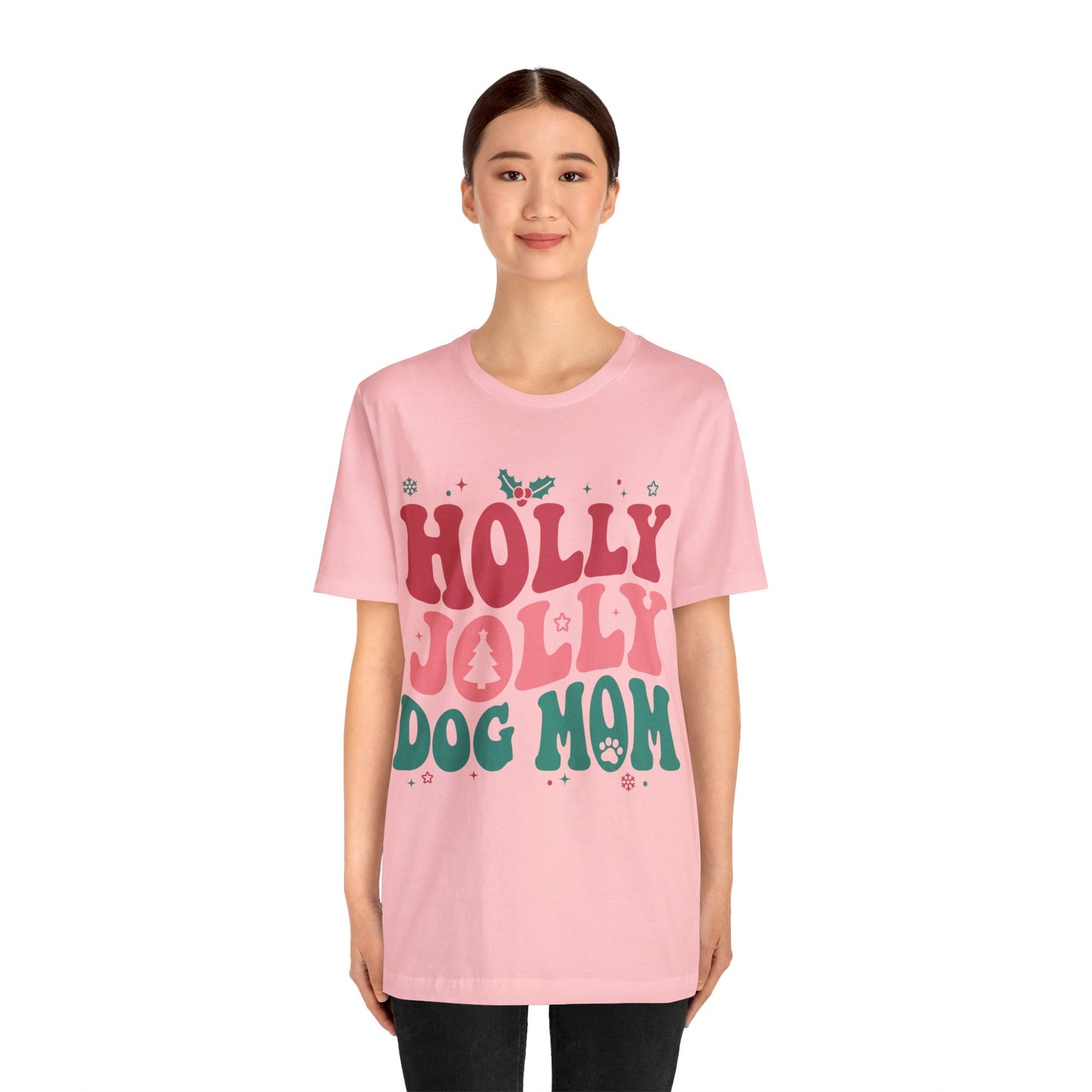 Holly Jolly Dog Mom Unisex Jersey Short Sleeve Tee
