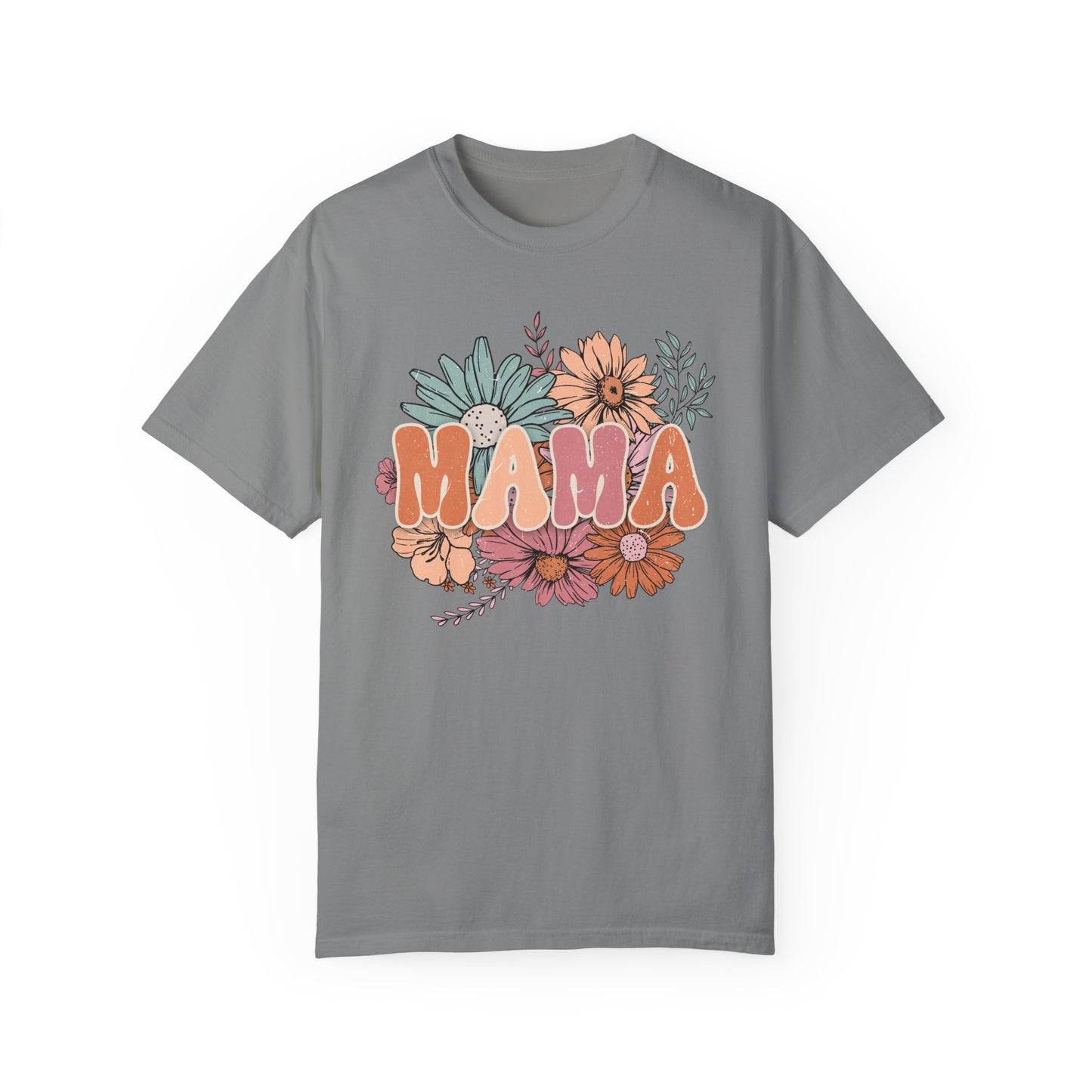 Mama Retro Floral Unisex Garment-Dyed T-shirt