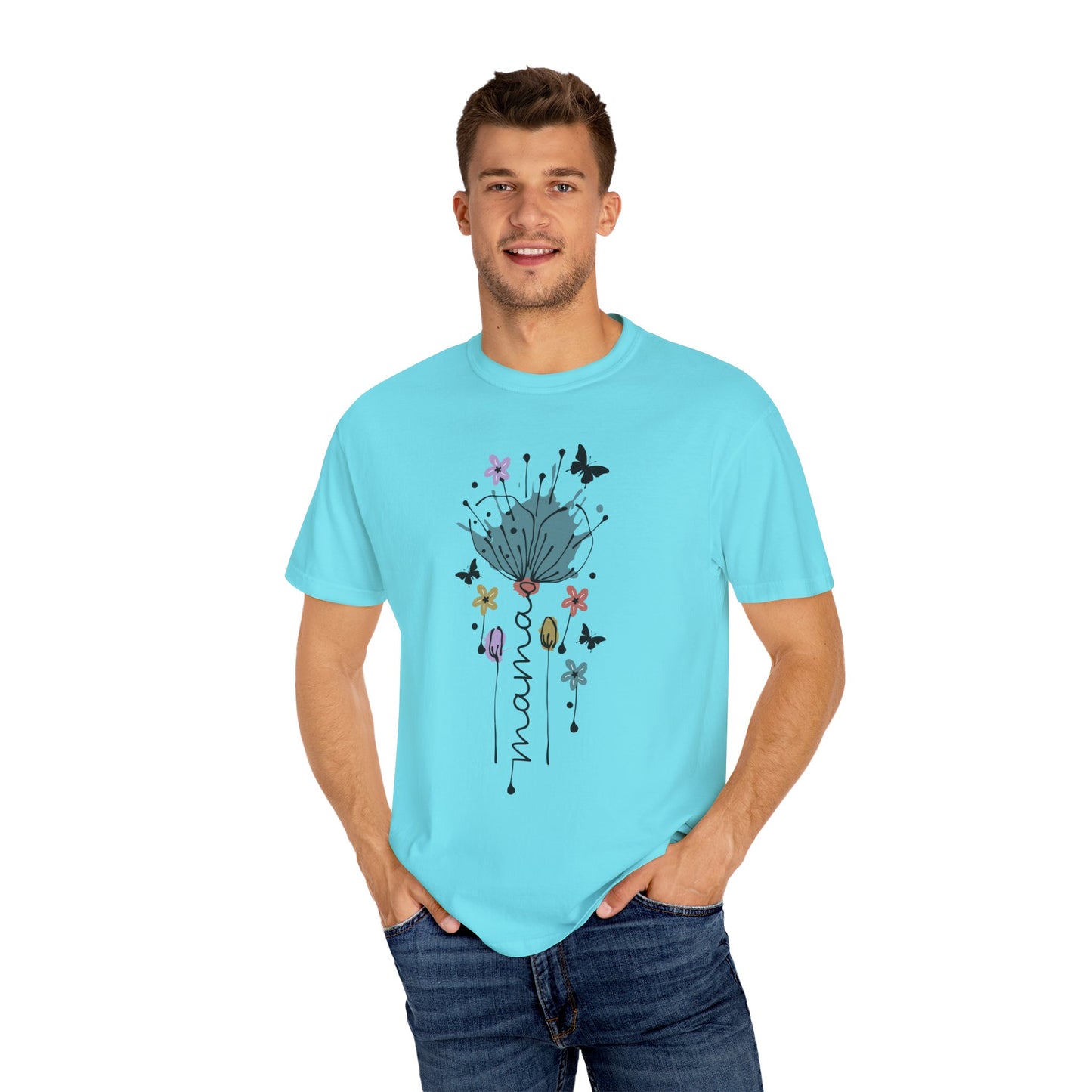 Mama Floral Unisex Garment-Dyed T-shirt