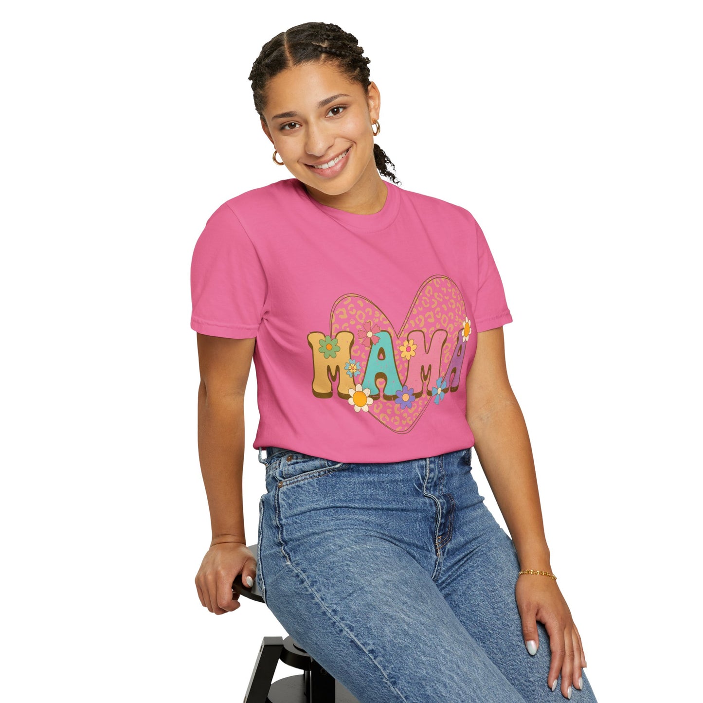 Mama Leopard Print Unisex Garment-Dyed T-shirt