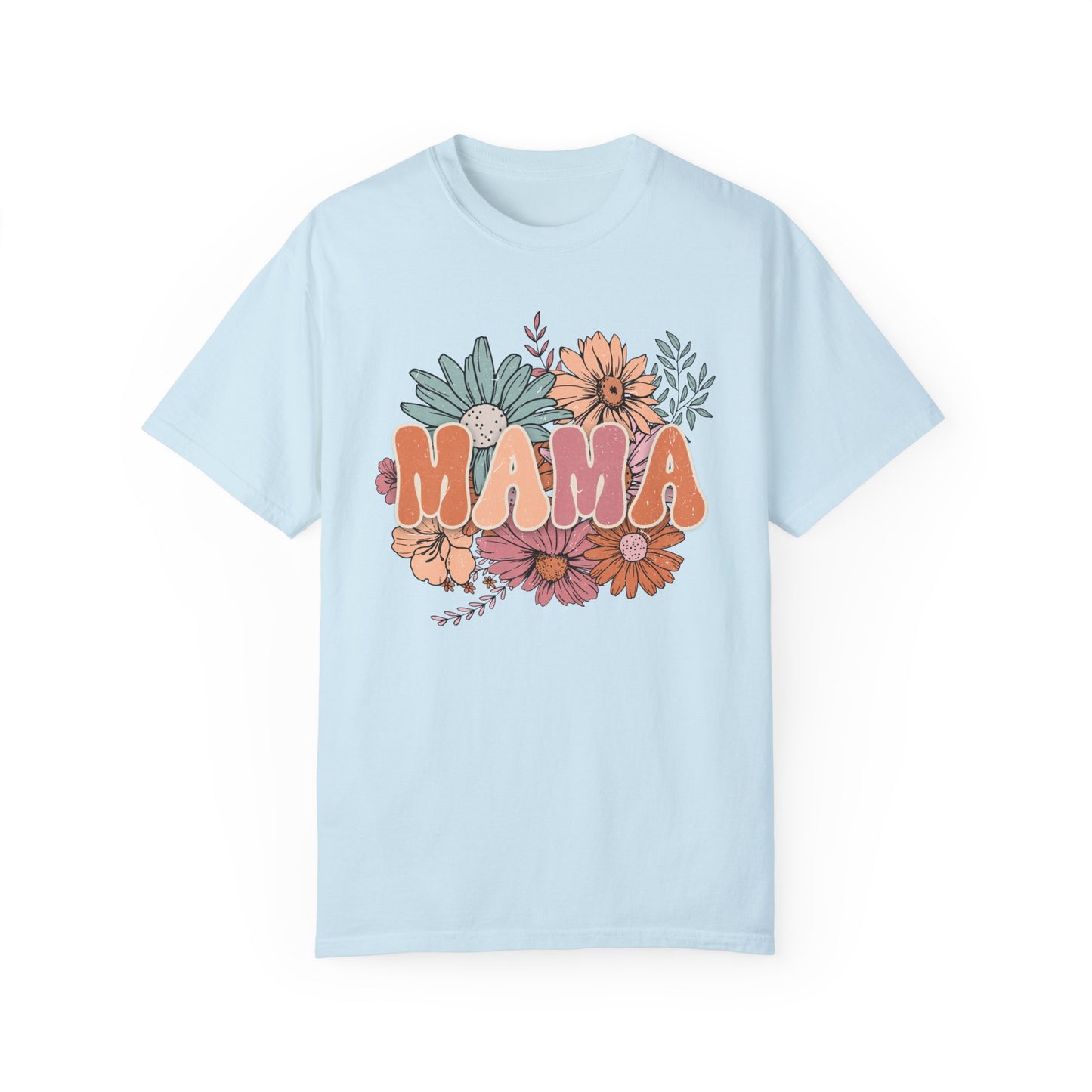 Mama Retro Floral Unisex Garment-Dyed T-shirt