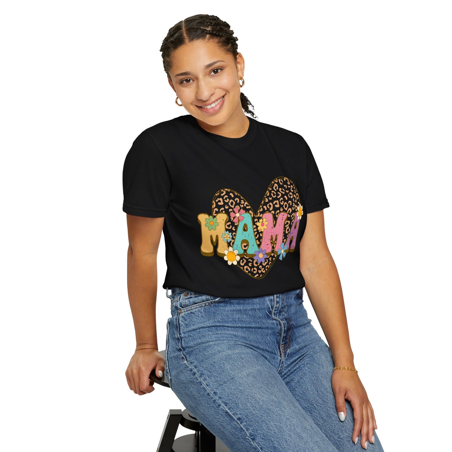 Mama Leopard Print Unisex Garment-Dyed T-shirt