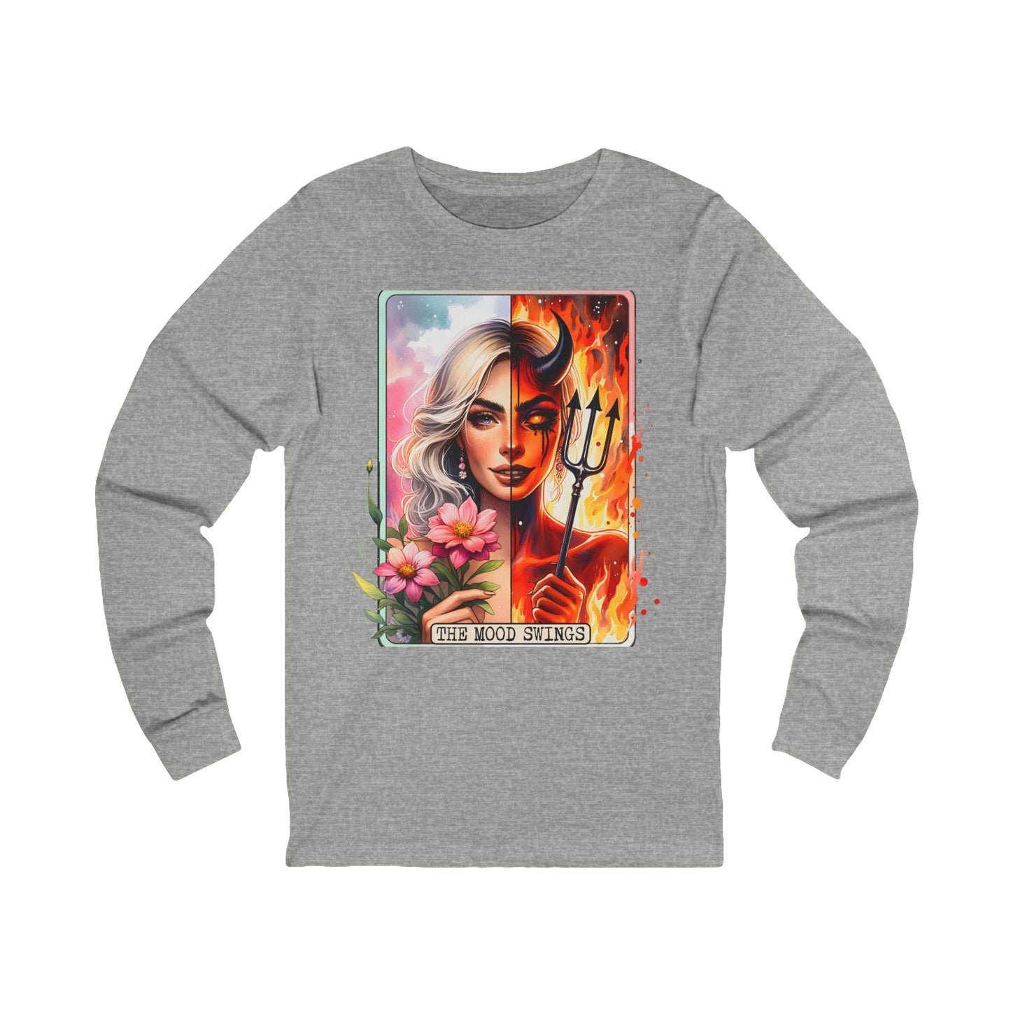 Tarot Deviless Perimenopause Graphic Long Sleeve — 'Fire Mood Swing' Art Tee