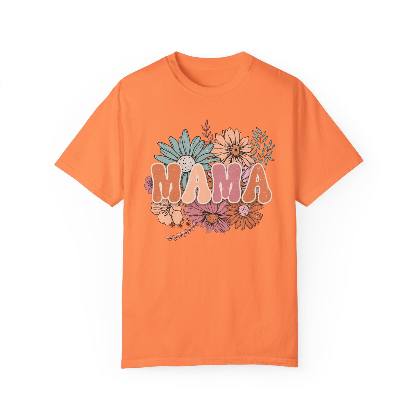 Mama Retro Floral Unisex Garment-Dyed T-shirt