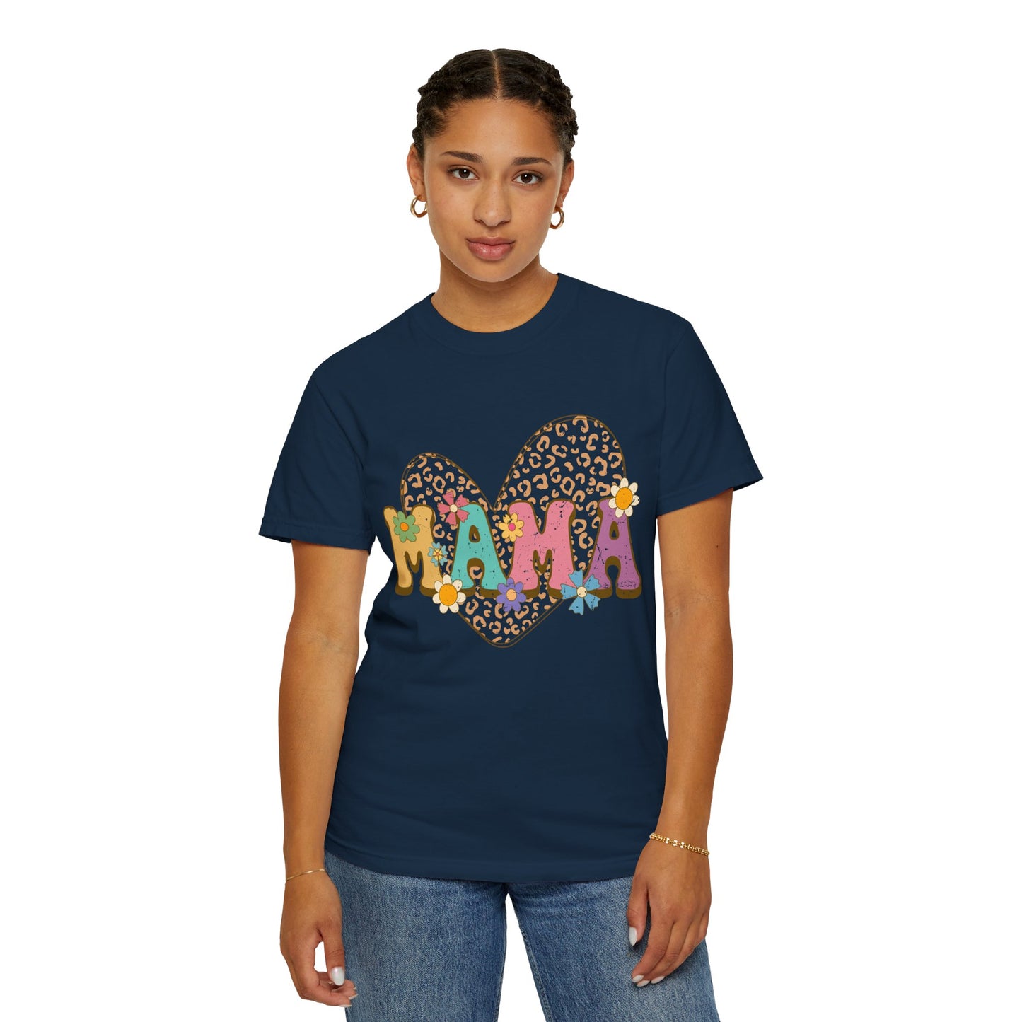 Mama Leopard Print Unisex Garment-Dyed T-shirt