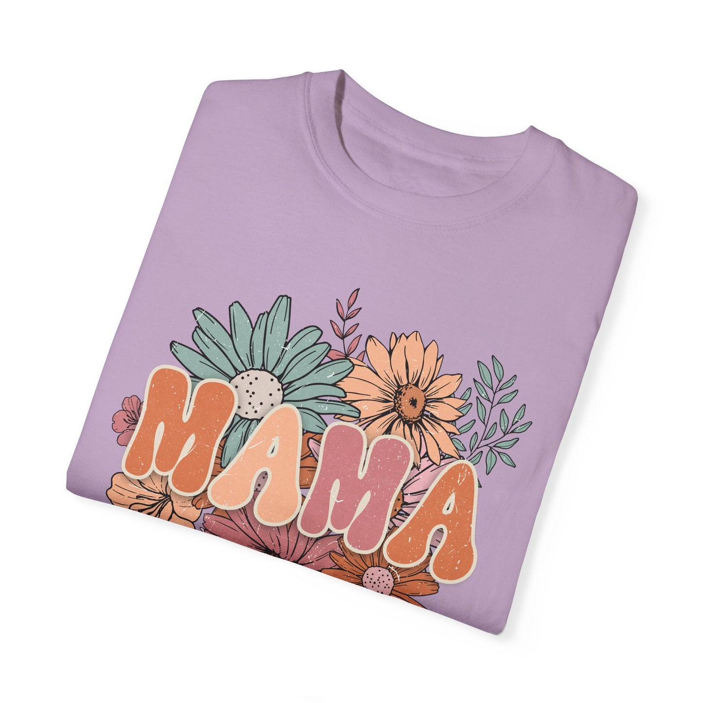 Mama Retro Floral Unisex Garment-Dyed T-shirt