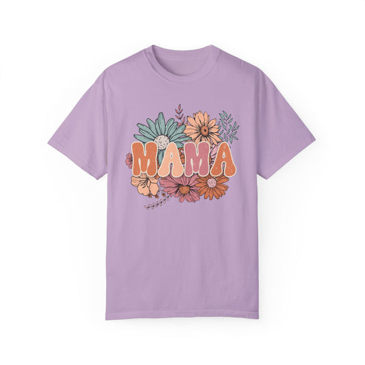 Mama Retro Floral Unisex Garment-Dyed T-shirt