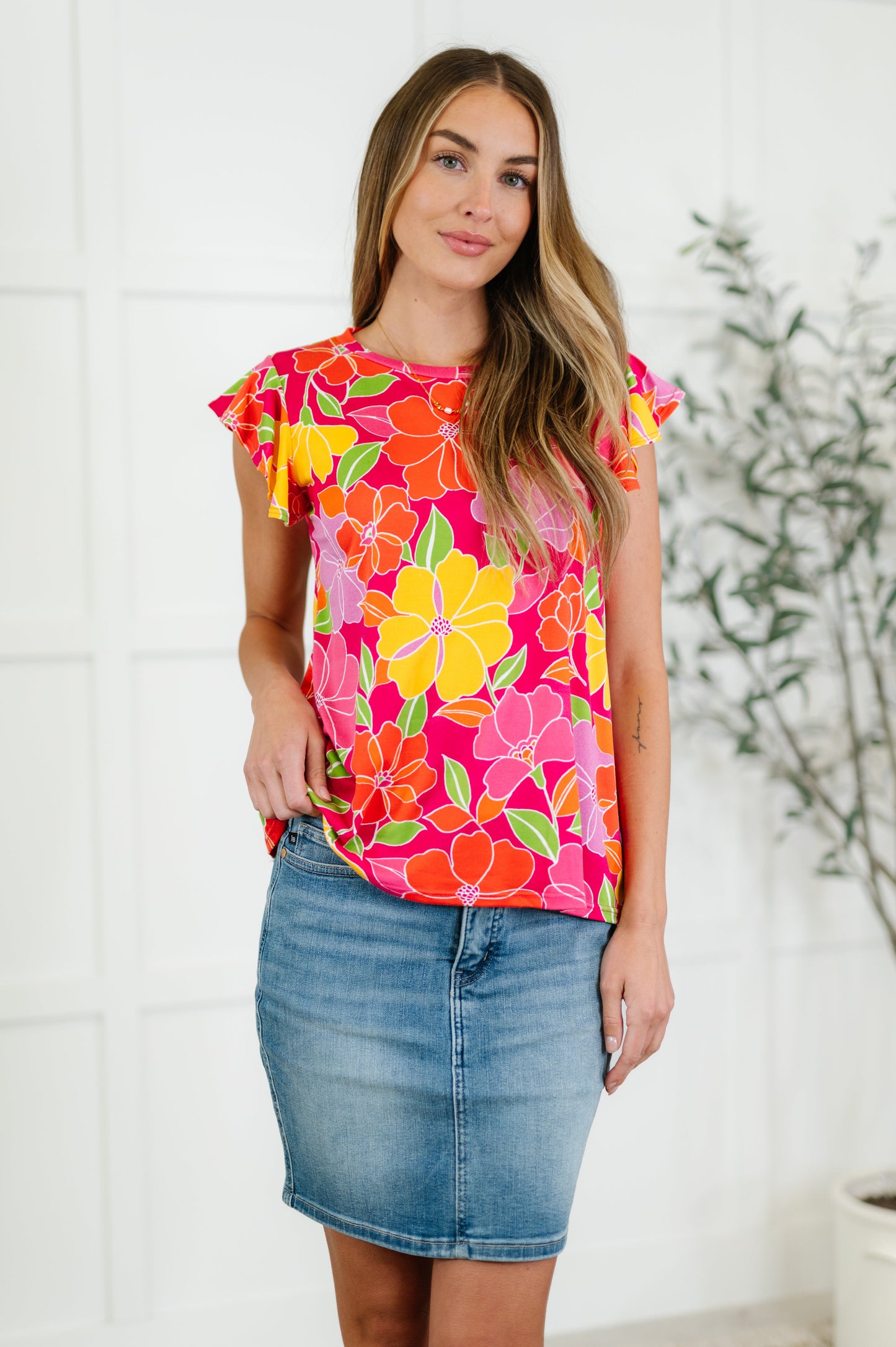Garden Giggles Flutter Sleeve Top