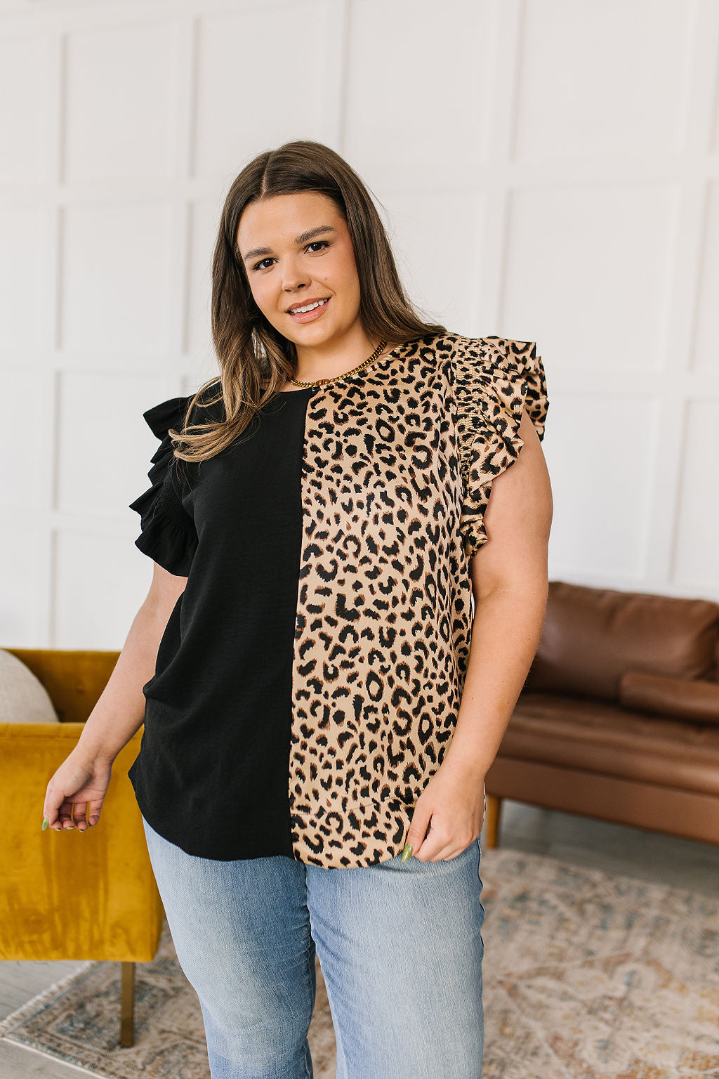 A Bit Wild Flutter Sleeve Top