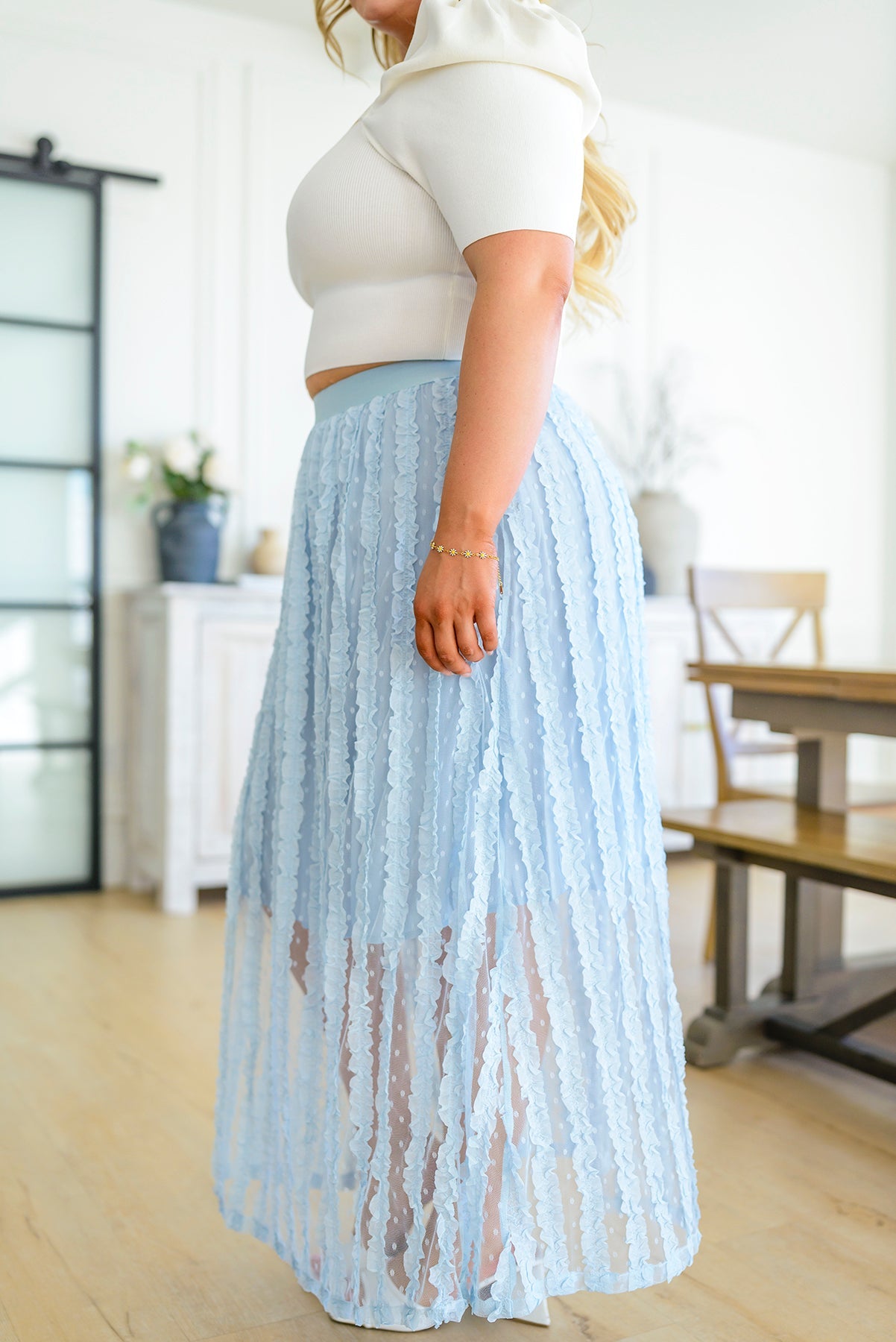 Cascading Ruffles A-Line Skirt