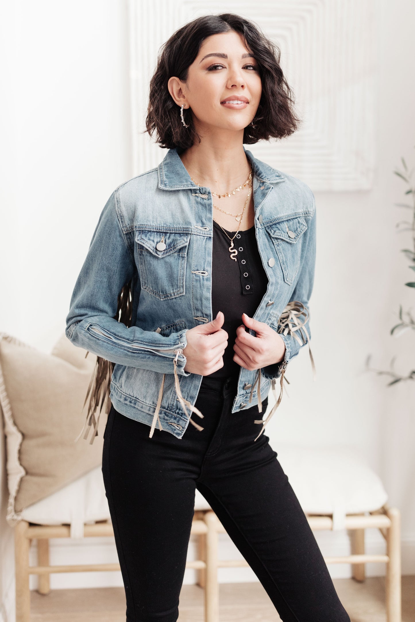 On The Fringe Jacket in Denim