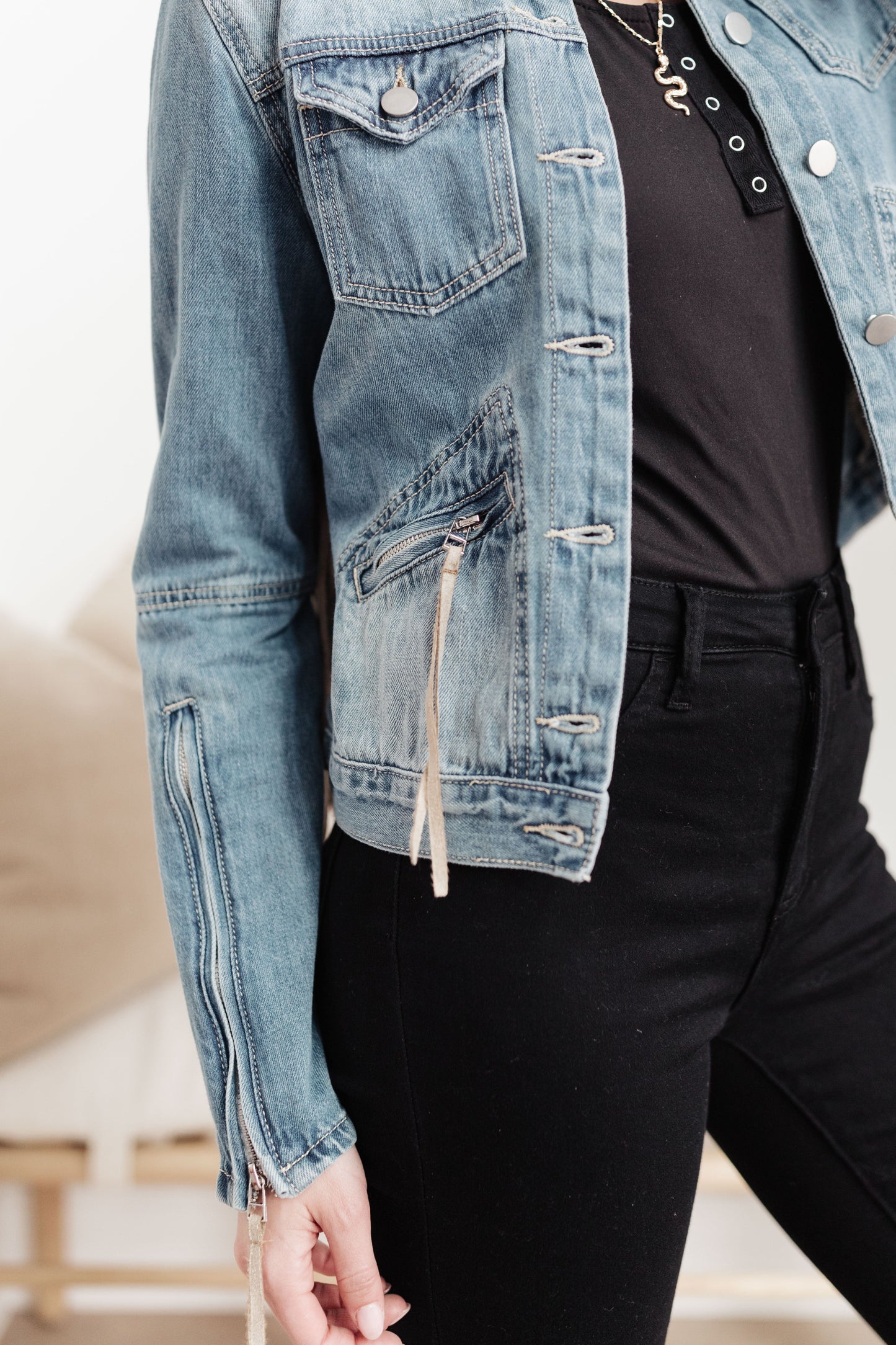 On The Fringe Jacket in Denim