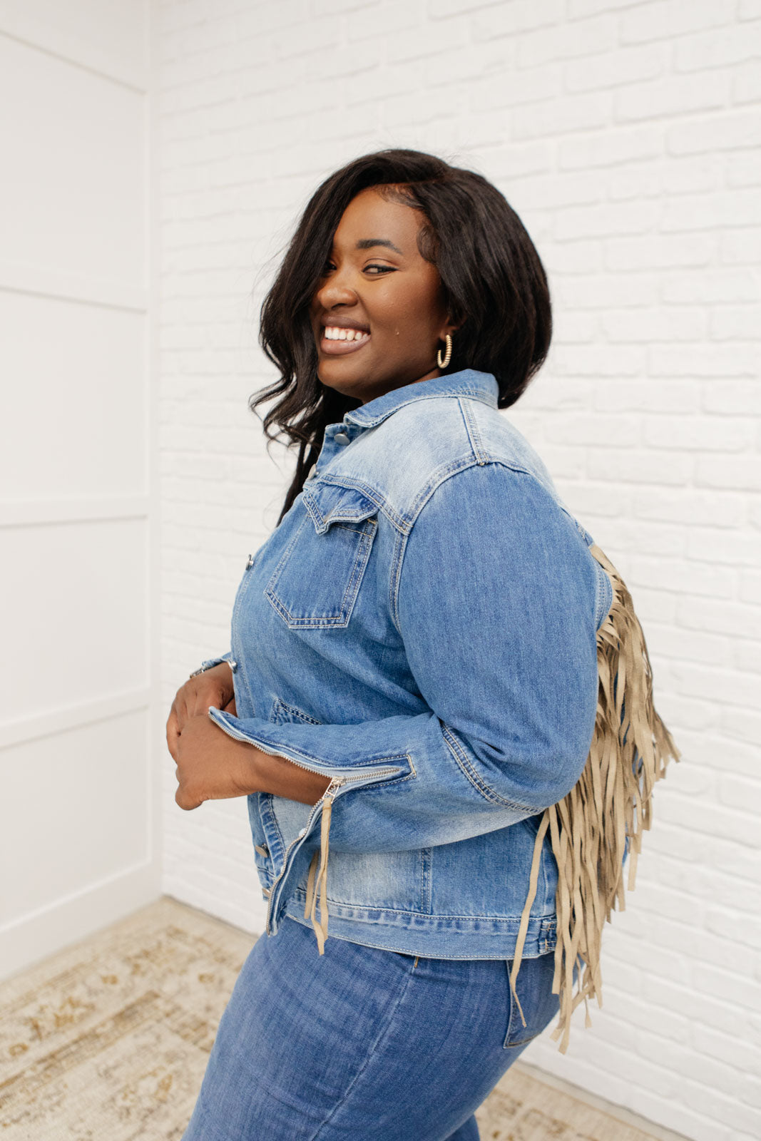 On The Fringe Jacket in Denim