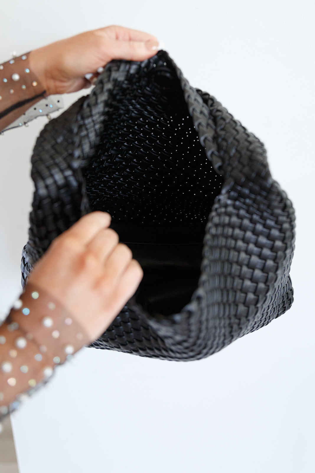 Woven and Worn Tote in Black